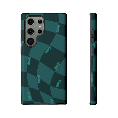 F1 Phone Case Teal Checkered Design, Trendy F1 Gift, Formula 1 Gift, Cute F1 Phone Case, Unique Formula One Phone Case