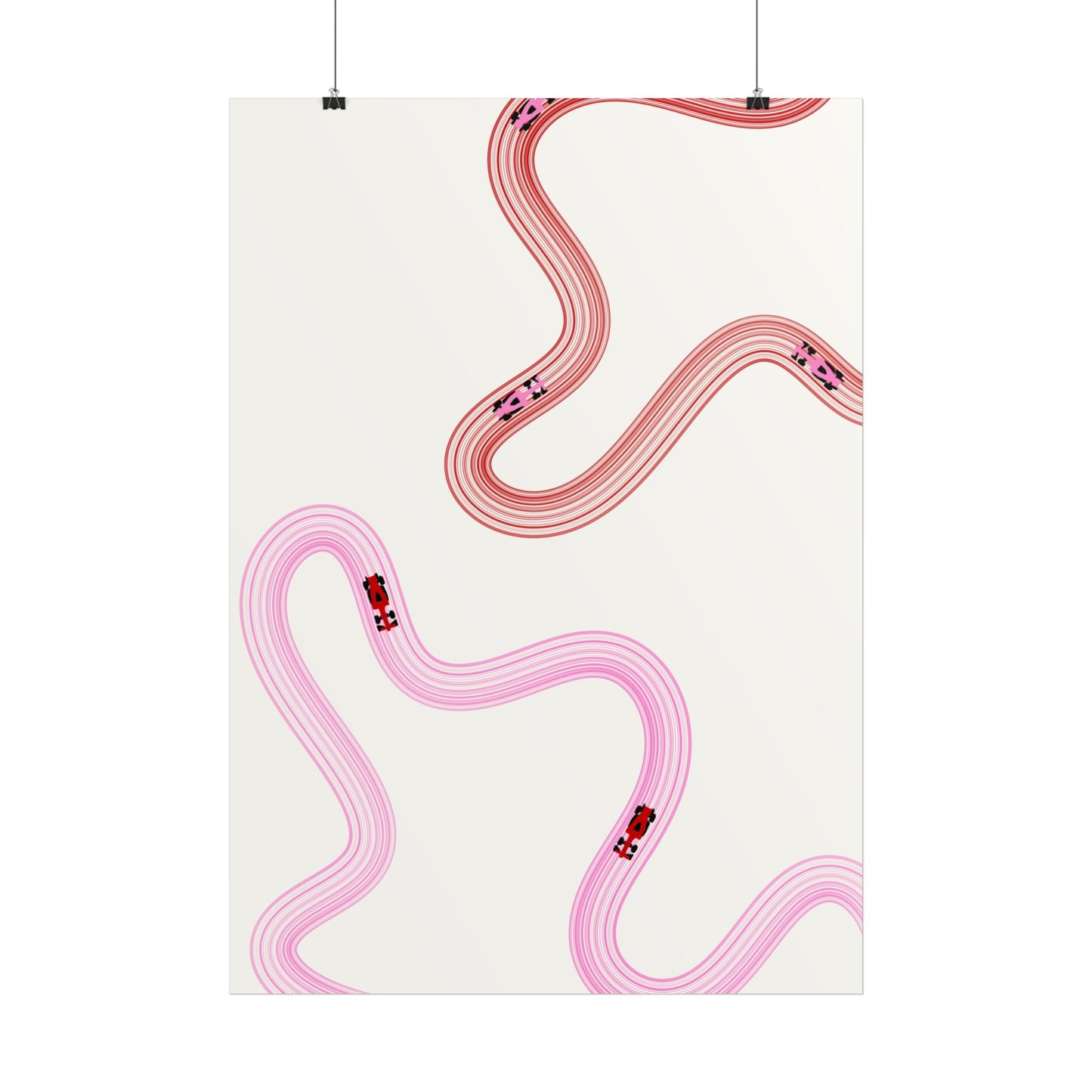 Pink and Red F1 Abstract Art Poster | Minimalist F1 Art - EU Sizing (Physical Print)