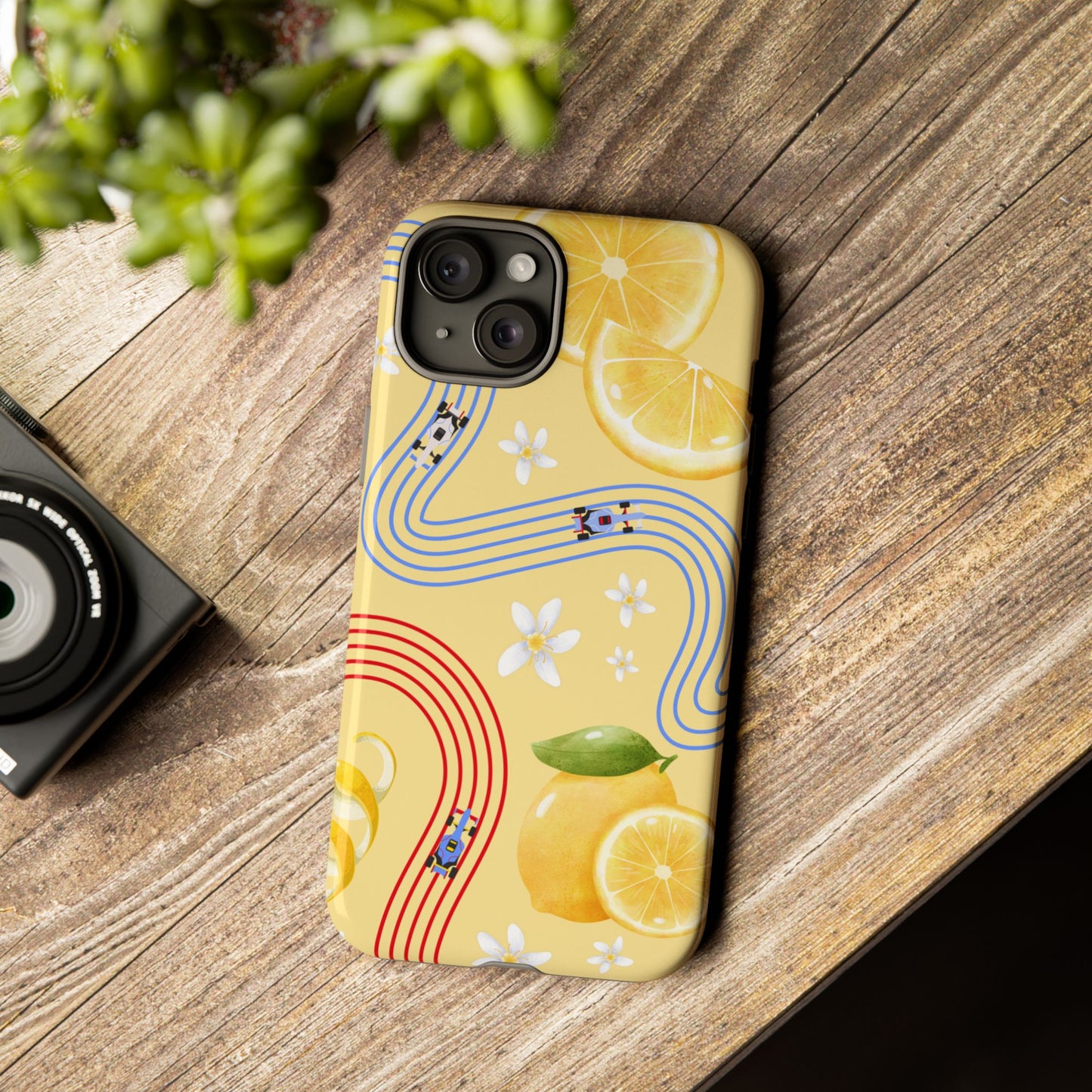 Yellow F1 Racing Bulls and Lemons Phone Case, Trendy F1 Gift, Formula 1 Gift, Cute Fruit F1 Phone Case, Unique Phone Case
