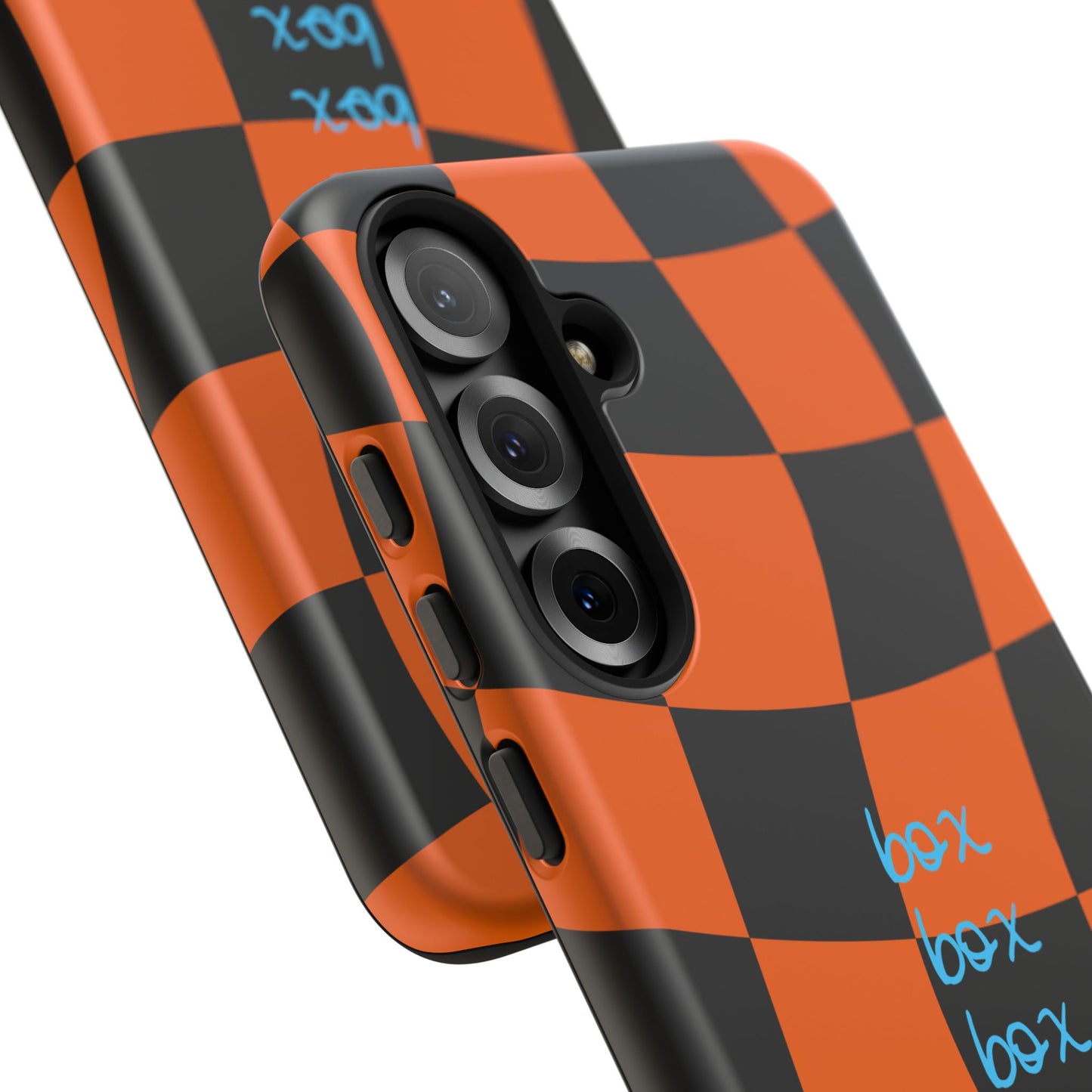 McLaren Orange and Black Checkered F1 Phone Case, Box Box Box F1 Phone Case