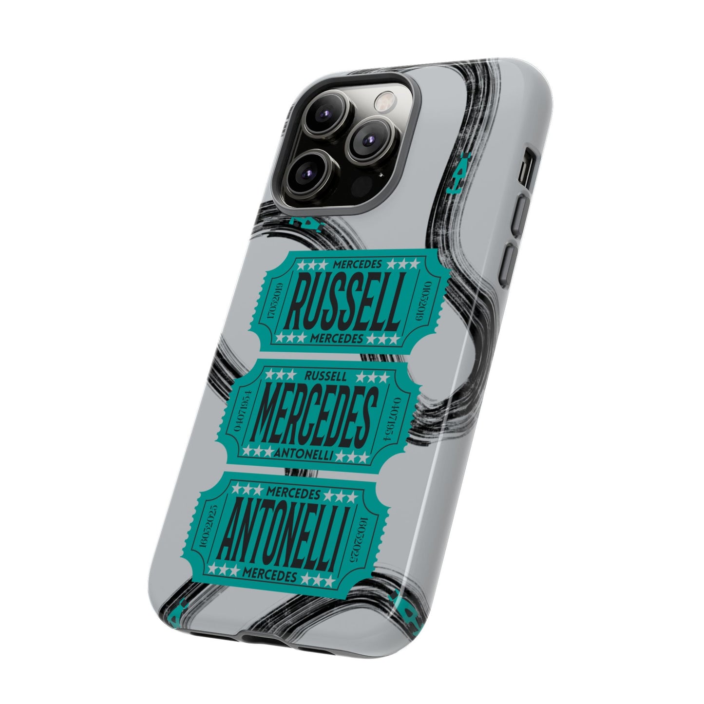 Mercedes F1 Phone Case Painted Ticket Stubs, Trendy F1 Gift, Formula 1 Gift, Cute F1 Phone Case