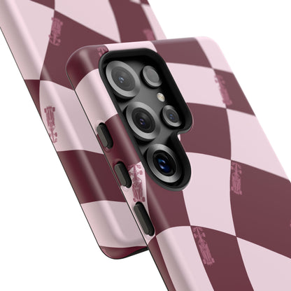 F1 Phone Case Pink Checkered Design, Trendy F1 Gift, Formula 1 Gift, Cute F1 Phone Case, Unique Formula One Phone Case