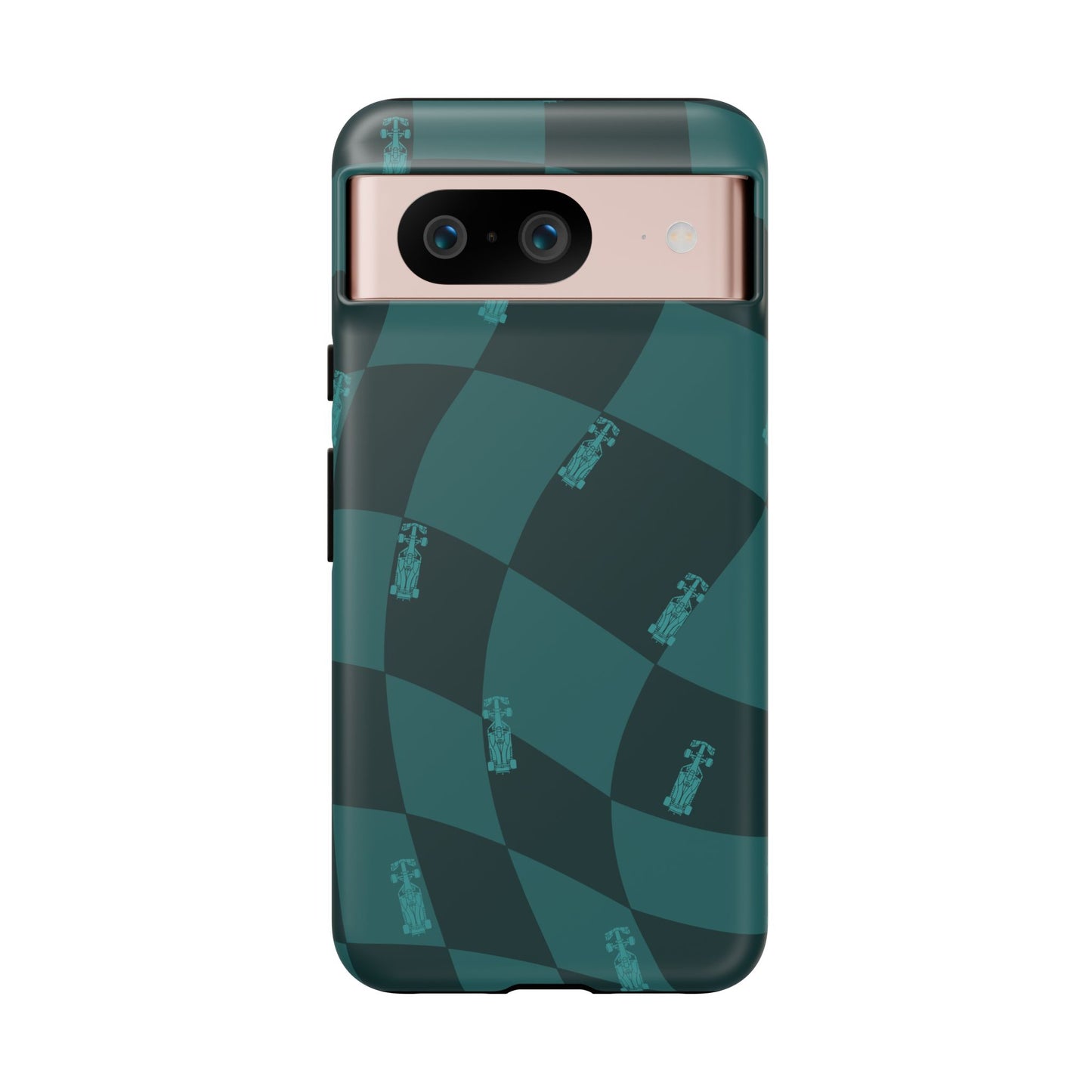 F1 Phone Case Teal Checkered Design, Trendy F1 Gift, Formula 1 Gift, Cute F1 Phone Case, Unique Formula One Phone Case