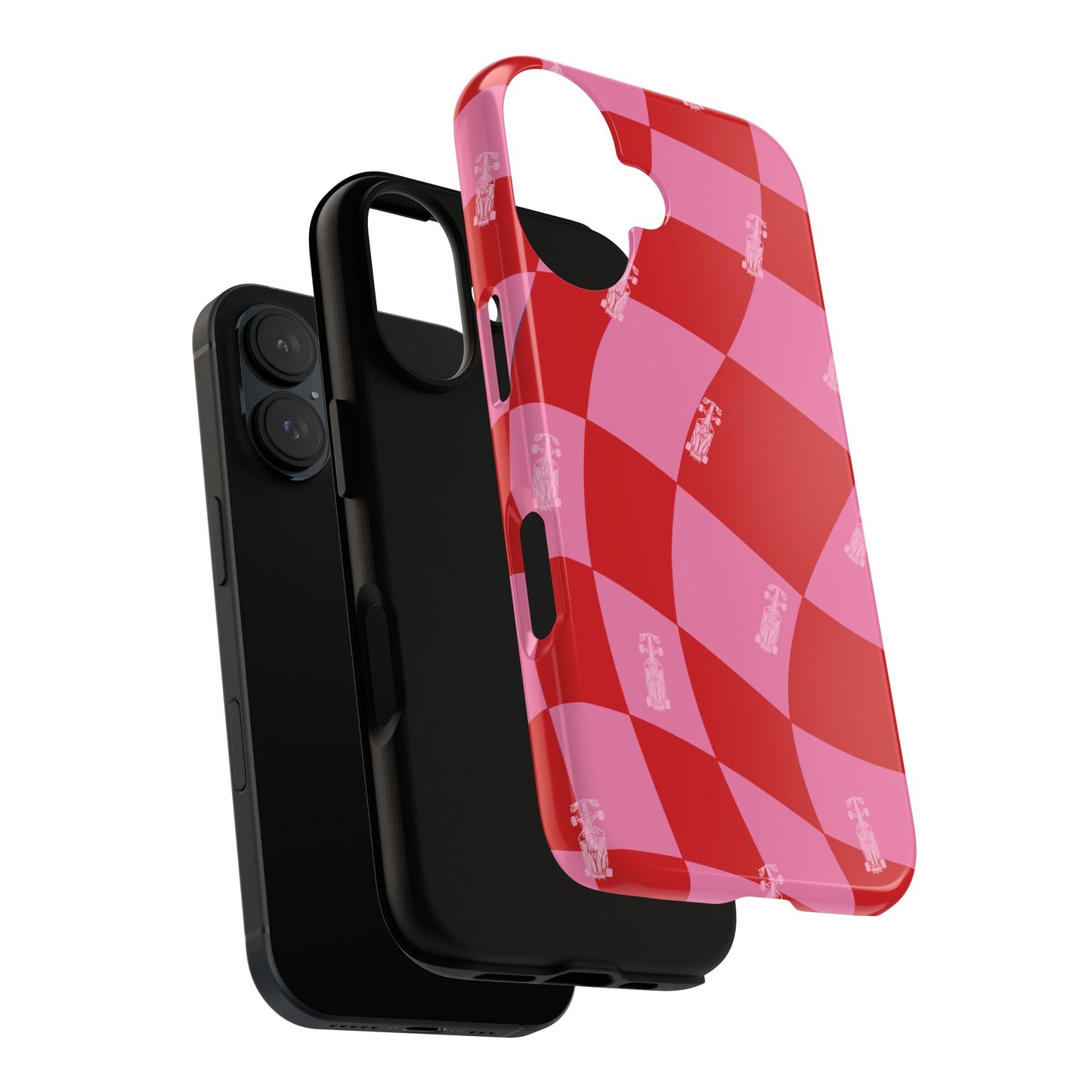 F1 Phone Case Pink and Red Checkerboard Design, Trendy F1 Gift, Girly Formula 1 Gift, Cute F1 Phone Case, Unique Formula One Phone Case