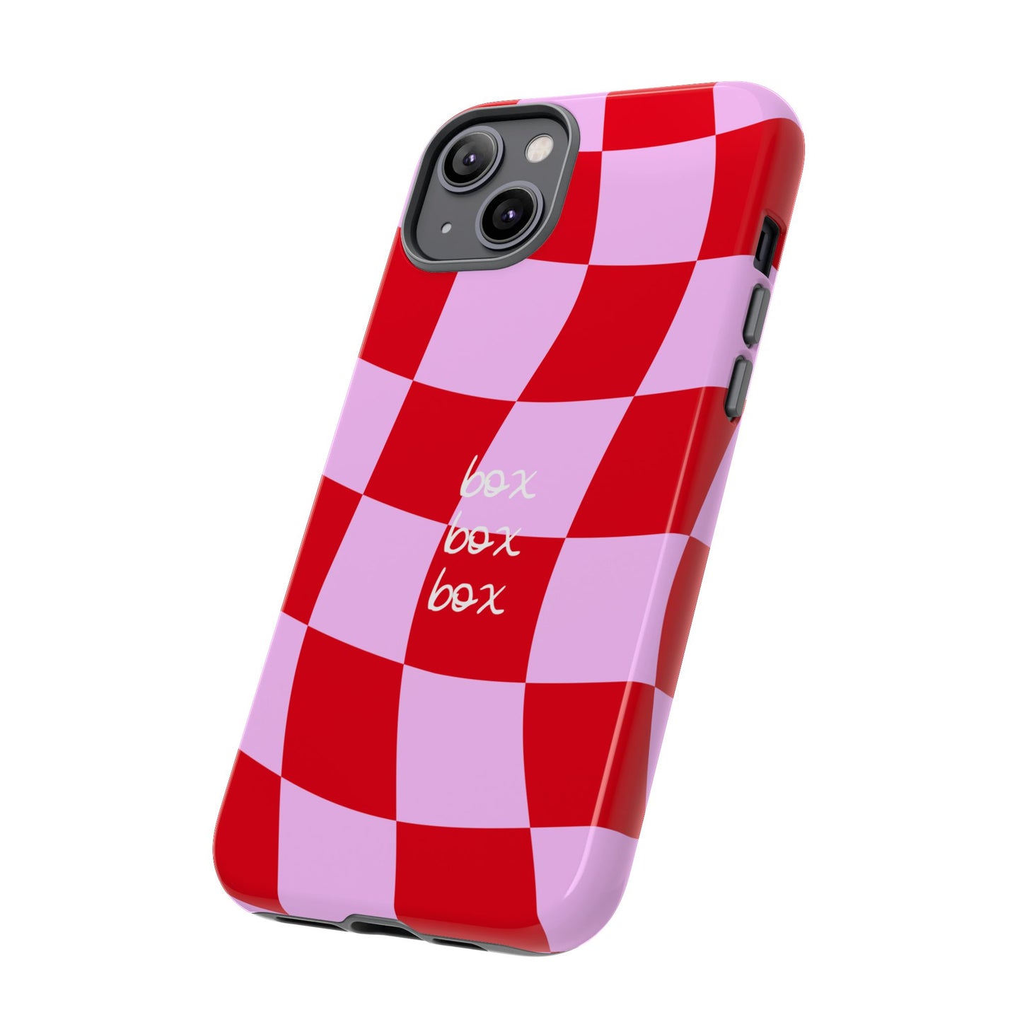Pink and Red Checkered F1 Phone Case, Box Box Box F1 Phone Case