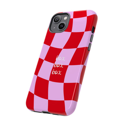 Pink and Red Checkered F1 Phone Case, Box Box Box F1 Phone Case