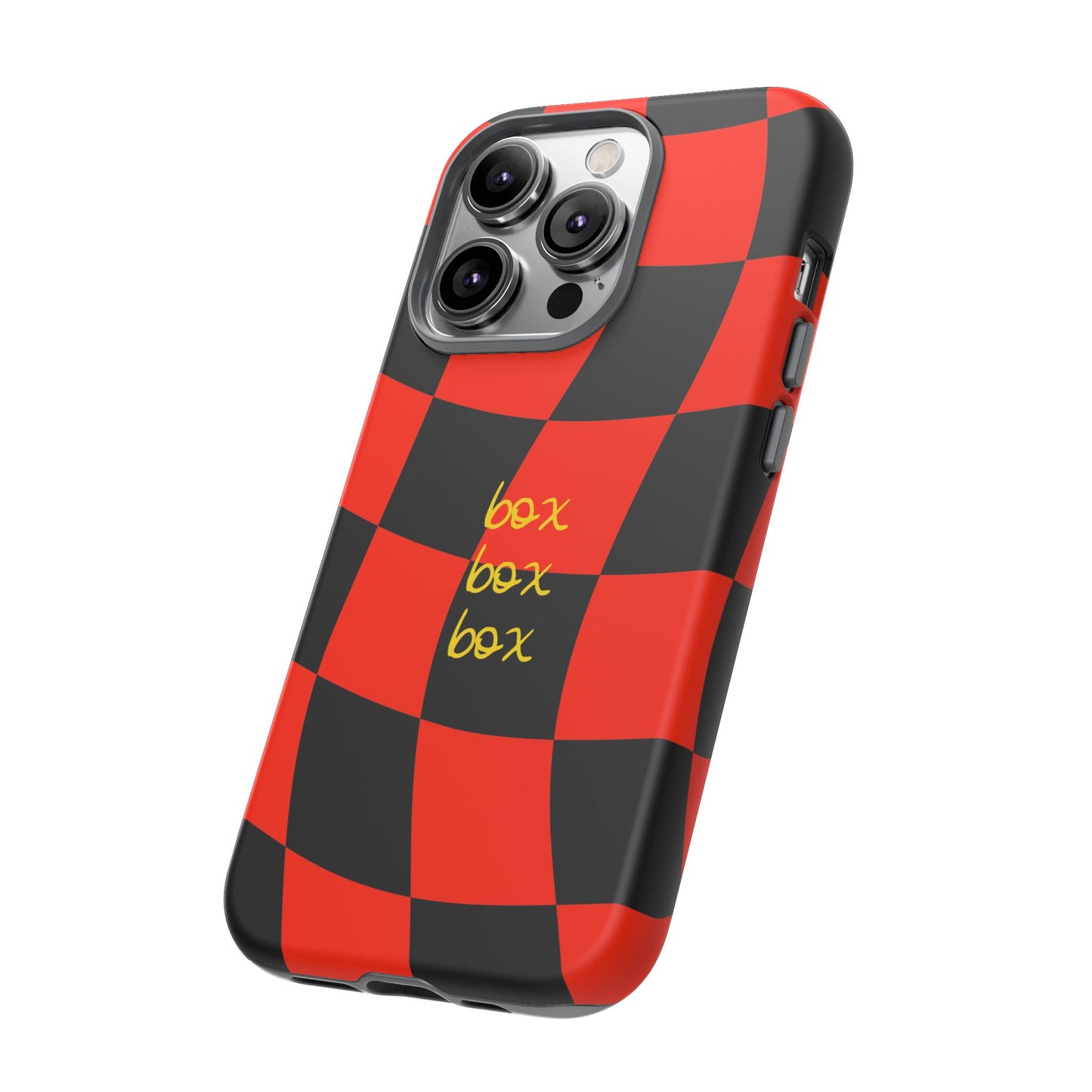 F1 Ferrari Black and Red Checkered Phone Case, Box Box Box F1 Phone Case