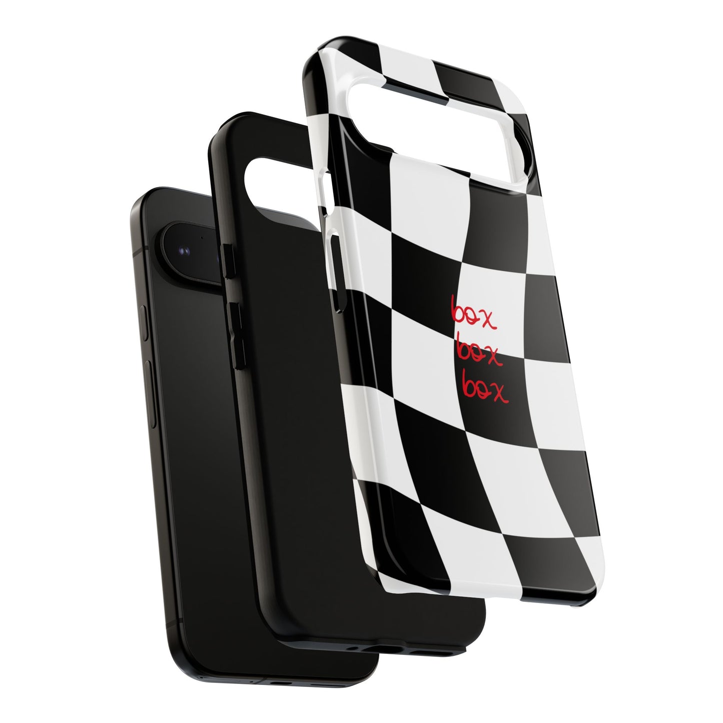 Black and Red Checkered F1 Phone Case, Box Box Box F1 Phone Case