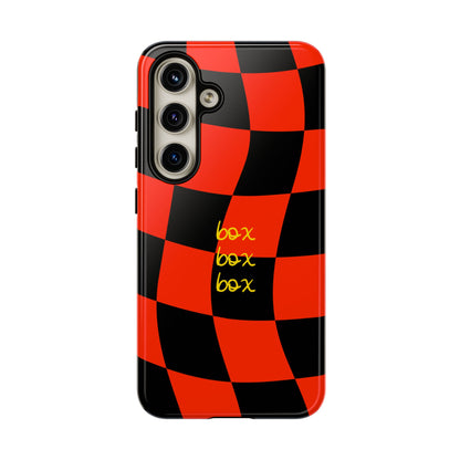 F1 Ferrari Black and Red Checkered Phone Case, Box Box Box F1 Phone Case