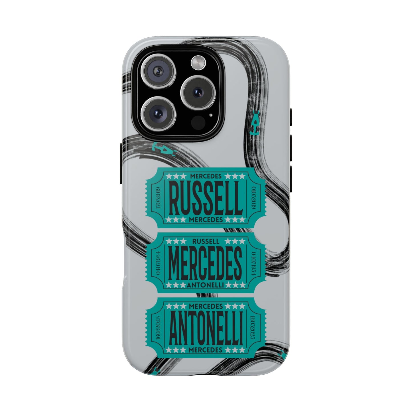 Mercedes F1 Phone Case Painted Ticket Stubs, Trendy F1 Gift, Formula 1 Gift, Cute F1 Phone Case
