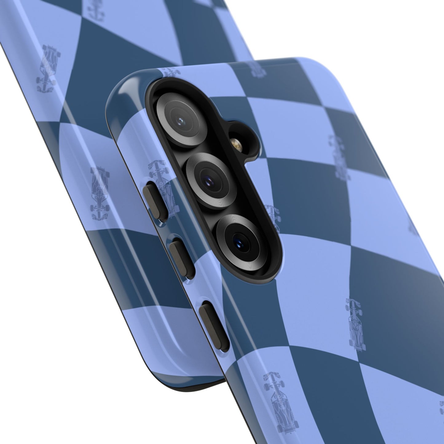 F1 Phone Case Blue Checkerboard Design, Trendy F1 Gift, Formula 1 Gift, Cute F1 Phone Case, Unique Formula One Phone Case