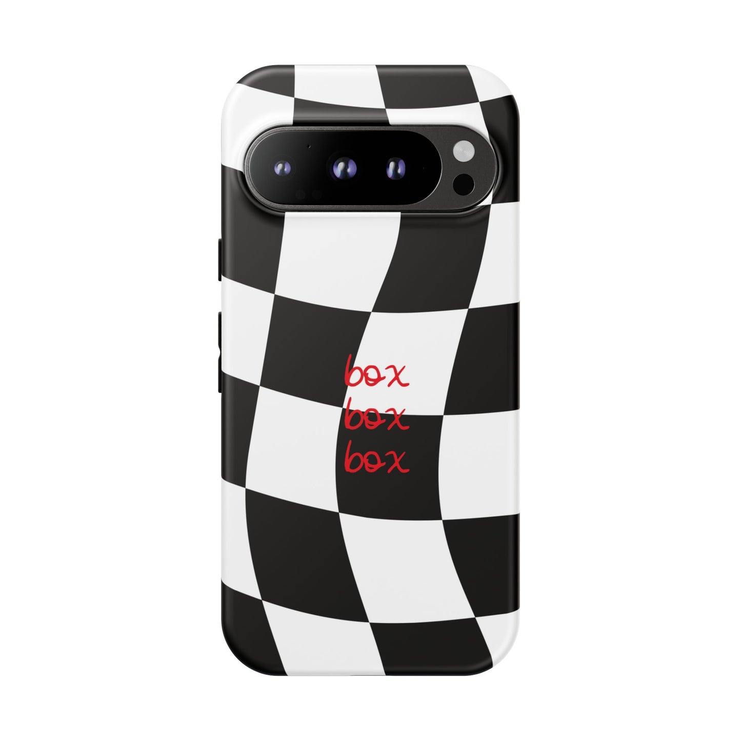 Black and Red Checkered F1 Phone Case, Box Box Box F1 Phone Case