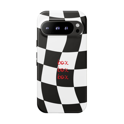 Black and Red Checkered F1 Phone Case, Box Box Box F1 Phone Case