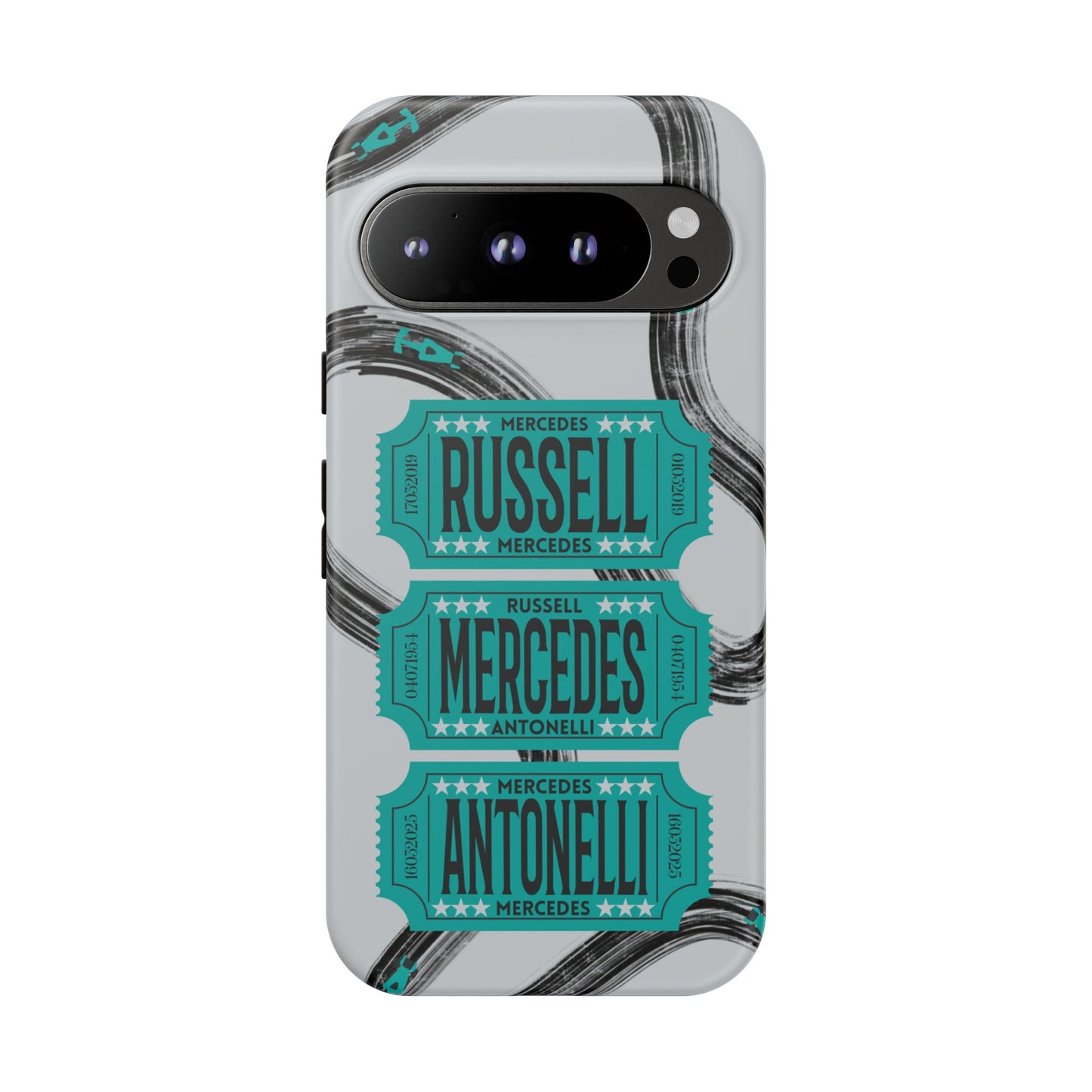 Mercedes F1 Phone Case Painted Ticket Stubs, Trendy F1 Gift, Formula 1 Gift, Cute F1 Phone Case