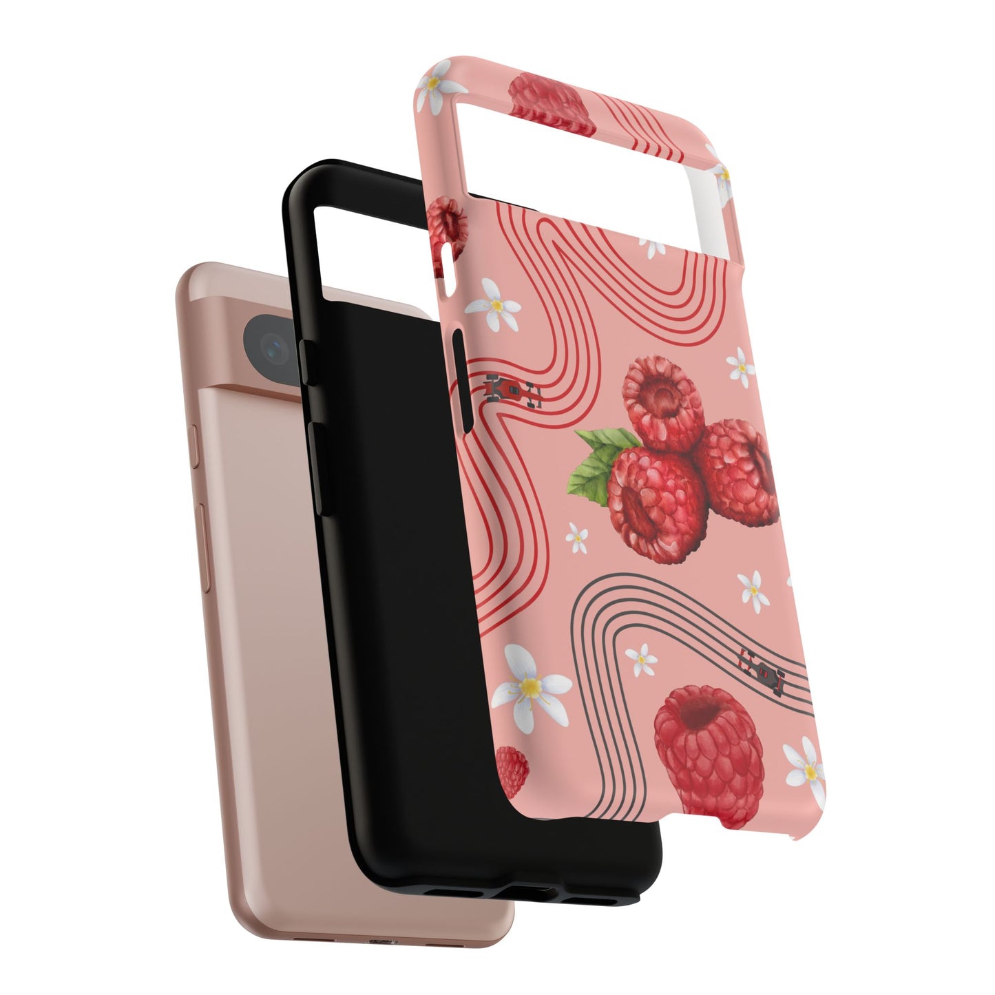 Red F1 Haas and Raspberries Phone Case, Trendy F1 Gift, Formula 1 Gift, Cute Fruit F1 Phone Case, Unique Phone Case