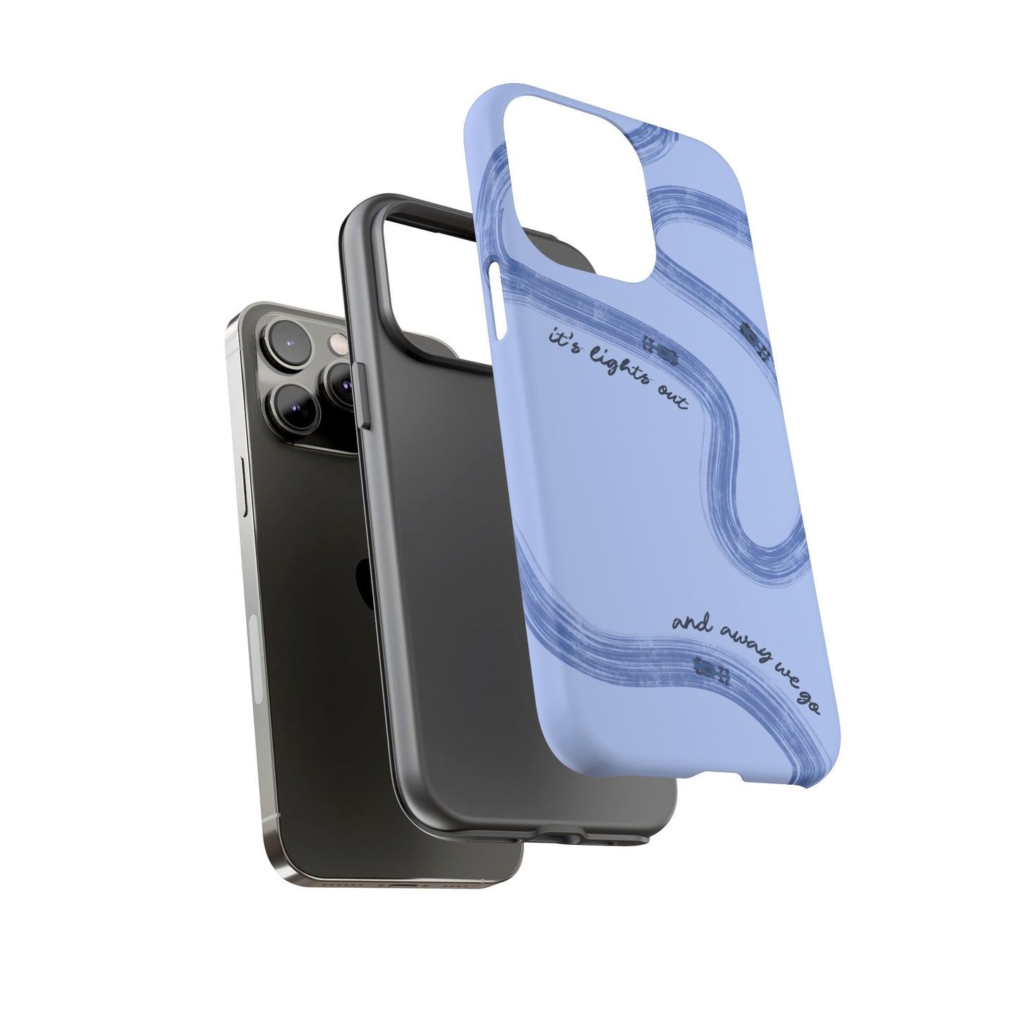 F1 Phone Case Monochrome Blue Painted "its lights out and away we go", Trendy F1 Gift, Formula 1 Gift, Cute F1 Phone Case, Phone Case