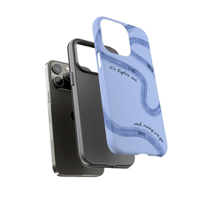 F1 Phone Case Monochrome Blue Painted "its lights out and away we go", Trendy F1 Gift, Formula 1 Gift, Cute F1 Phone Case, Phone Case