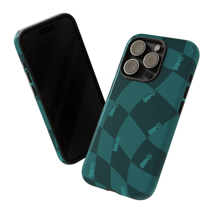 F1 Phone Case Teal Checkered Design, Trendy F1 Gift, Formula 1 Gift, Cute F1 Phone Case, Unique Formula One Phone Case