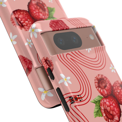 Red F1 Haas and Raspberries Phone Case, Trendy F1 Gift, Formula 1 Gift, Cute Fruit F1 Phone Case, Unique Phone Case