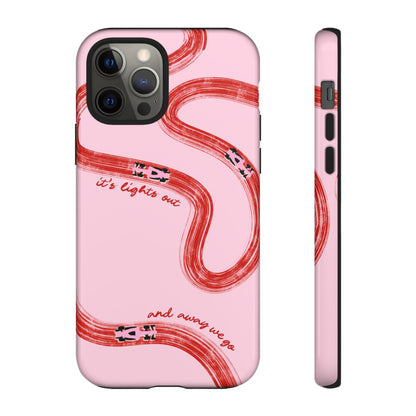 F1 Phone Case Pink and Red Painted "its lights out and away we go", Trendy F1 Gift, Formula 1 Gift, Cute F1 Phone Case, Unique Phone Case
