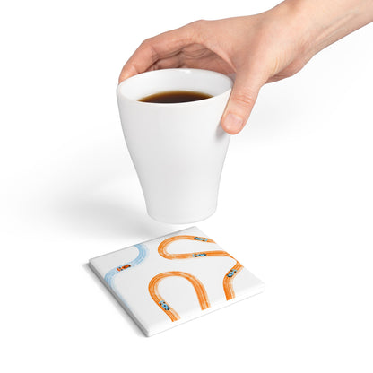 F1 McLaren Ceramic Coaster | Orange & Blue Tracks