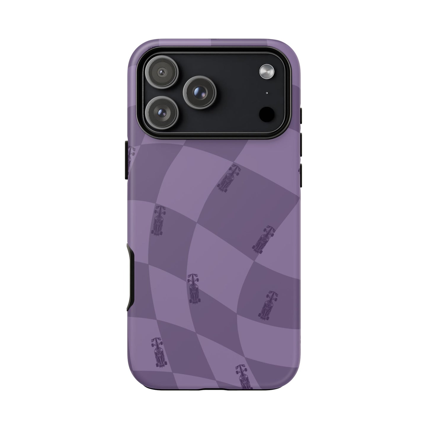 F1 Phone Case Purple Checkered Design, Trendy F1 Gift, Formula 1 Gift, Cute F1 Phone Case, Unique Formula One Phone Case