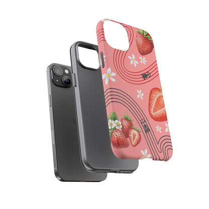 Red F1 Audi and Strawberries Phone Case, Trendy F1 Gift, Formula 1 Gift, Cute Fruit F1 Phone Case, Unique Phone Case