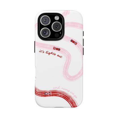 F1 Phone Case Pink and Red Painted "its lights out and away we go", Trendy F1 Gift, Formula 1 Gift, Cute F1 Phone Case, Unique Phone Case