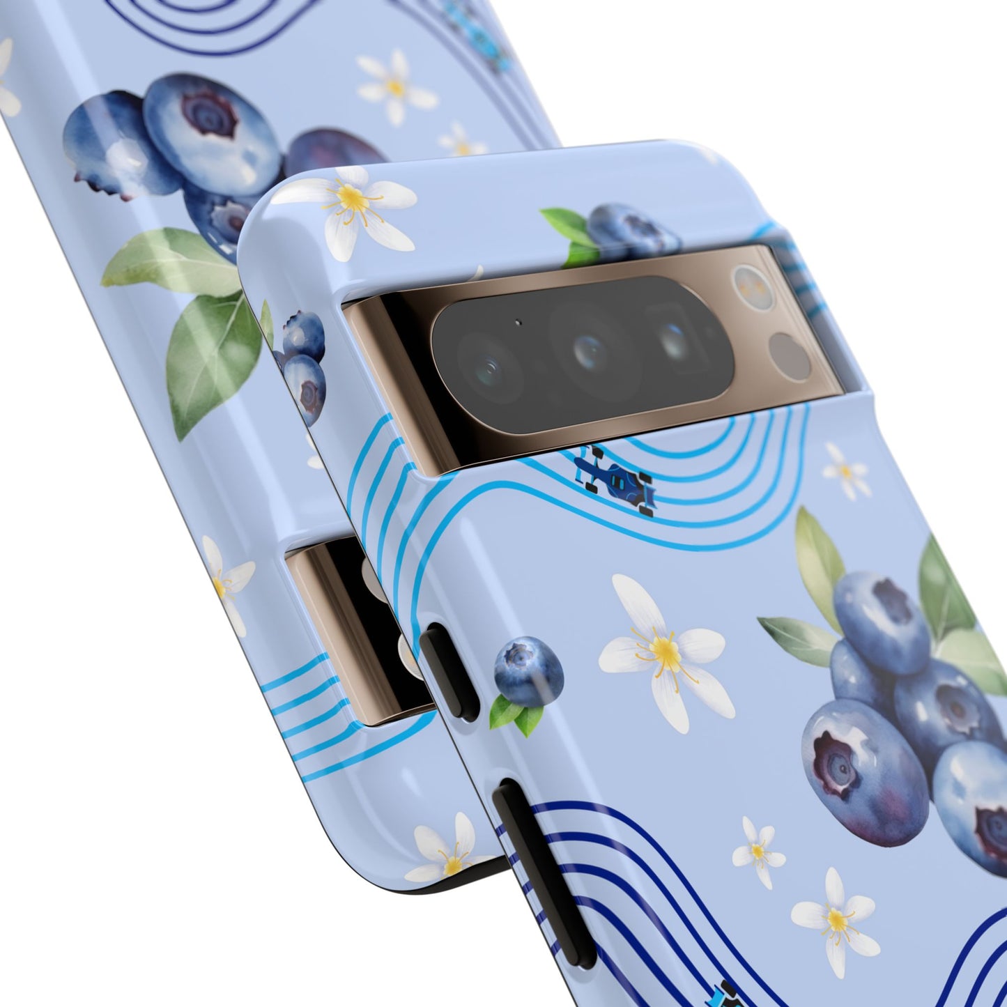 Blue F1 Williams and Blueberries Phone Case, Trendy F1 Gift, Formula 1 Gift, Cute Fruit F1 Phone Case, Unique Phone Case