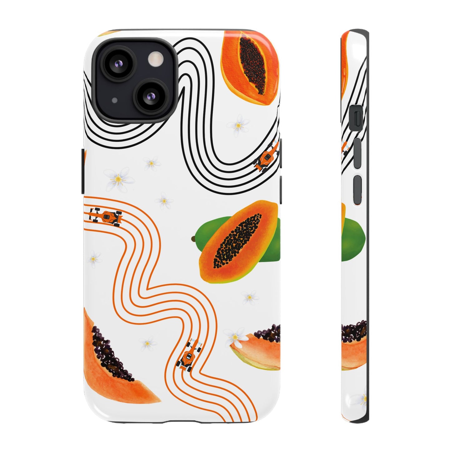 F1 McLaren and Papaya Phone Case , Trendy F1 Gift, Formula 1 Gift, Cute Fruit F1 Phone Case, Unique Phone Case