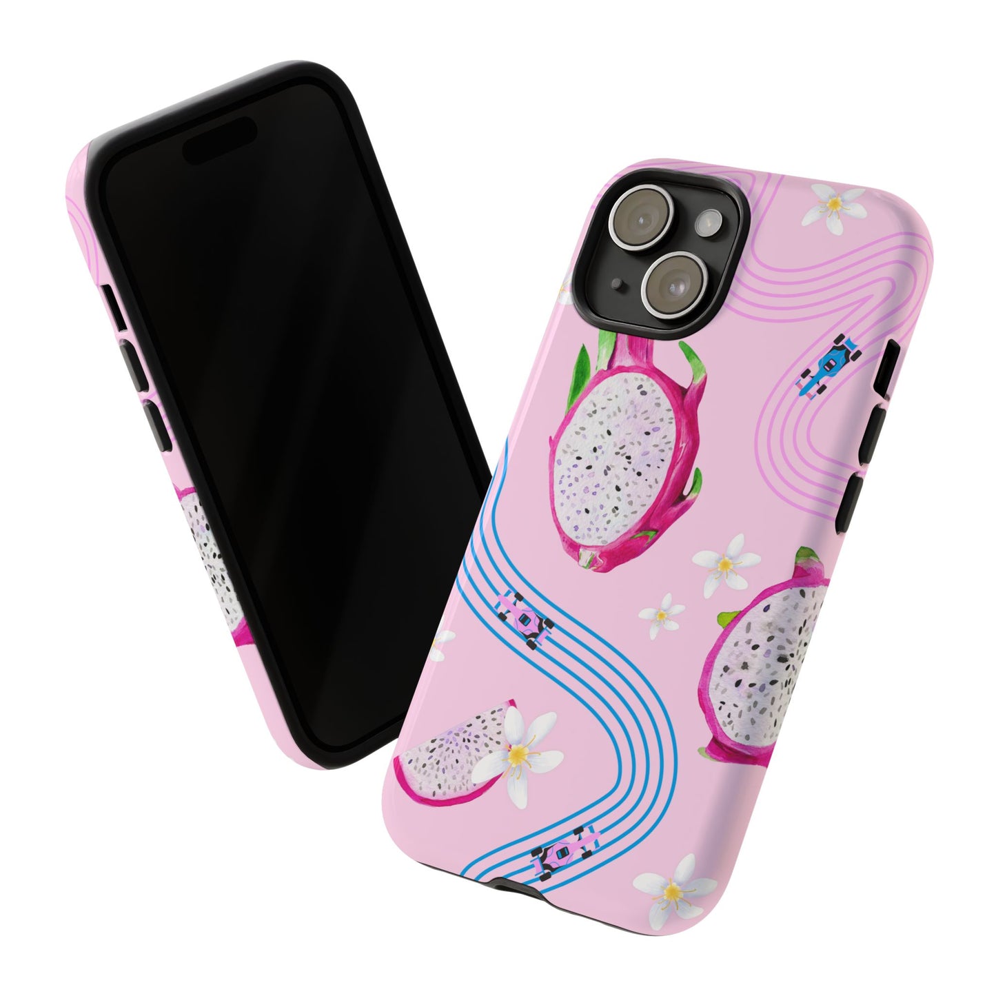 Pink F1 Alpine and Dragonfruit Phone Case, Trendy F1 Gift, Formula 1 Gift, Cute Fruit F1 Phone Case, Unique Phone Case