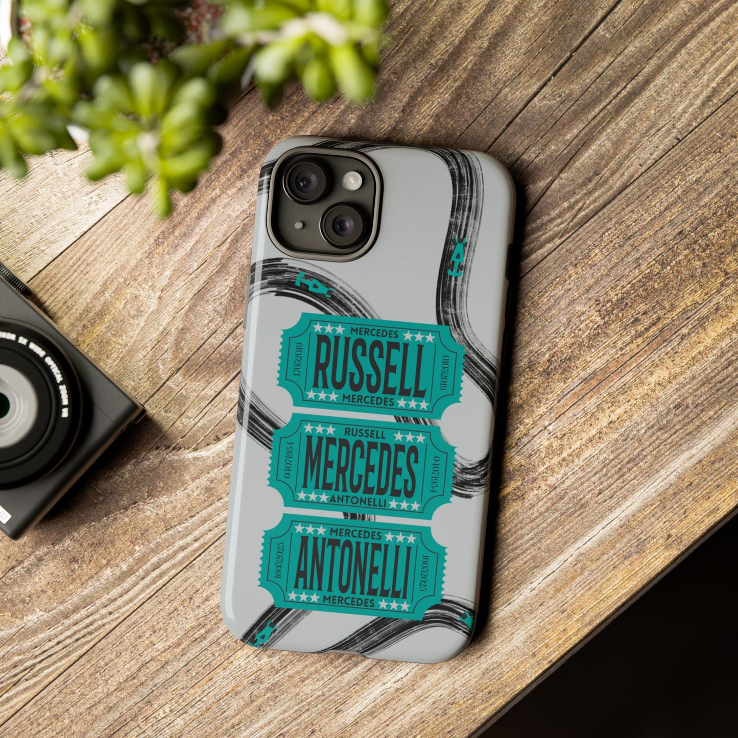 Mercedes F1 Phone Case Painted Ticket Stubs, Trendy F1 Gift, Formula 1 Gift, Cute F1 Phone Case