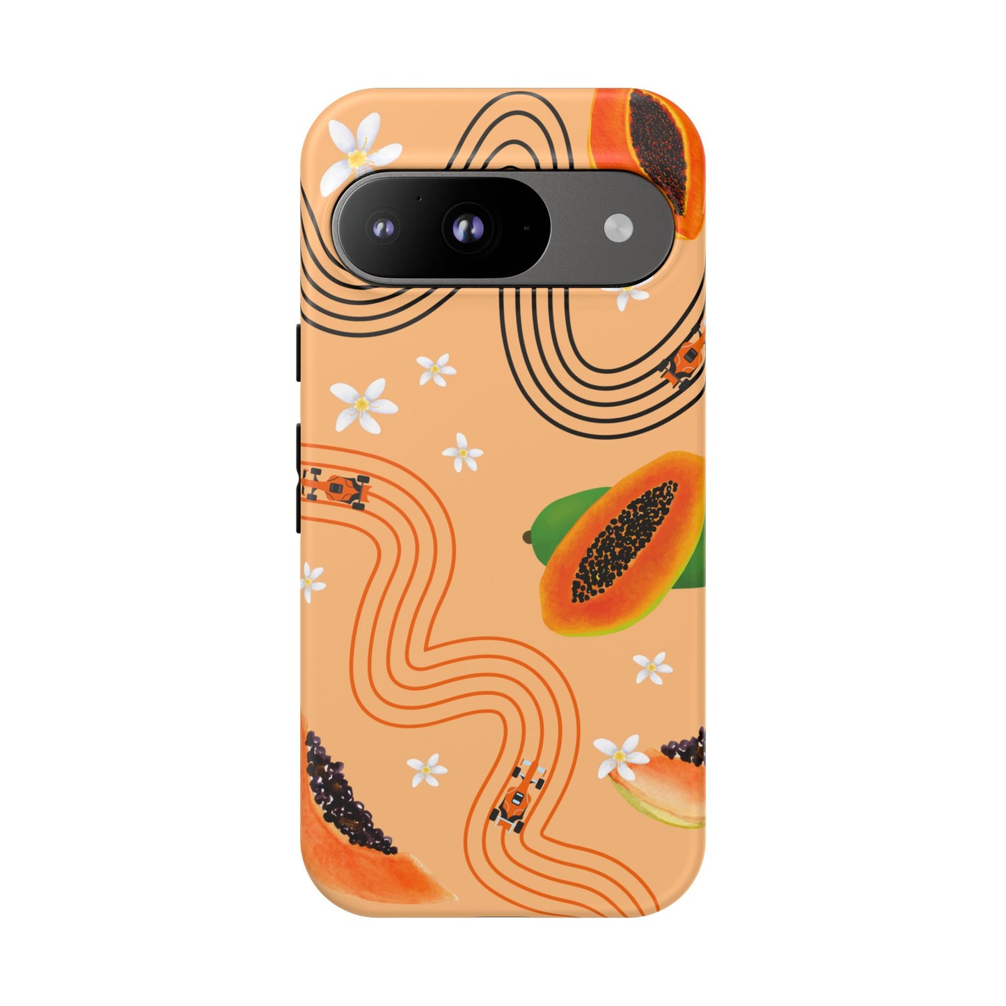 Orange F1 McLaren and Papaya Phone Case, Trendy F1 Gift, Formula 1 Gift, Cute Fruit F1 Phone Case, Unique Phone Case