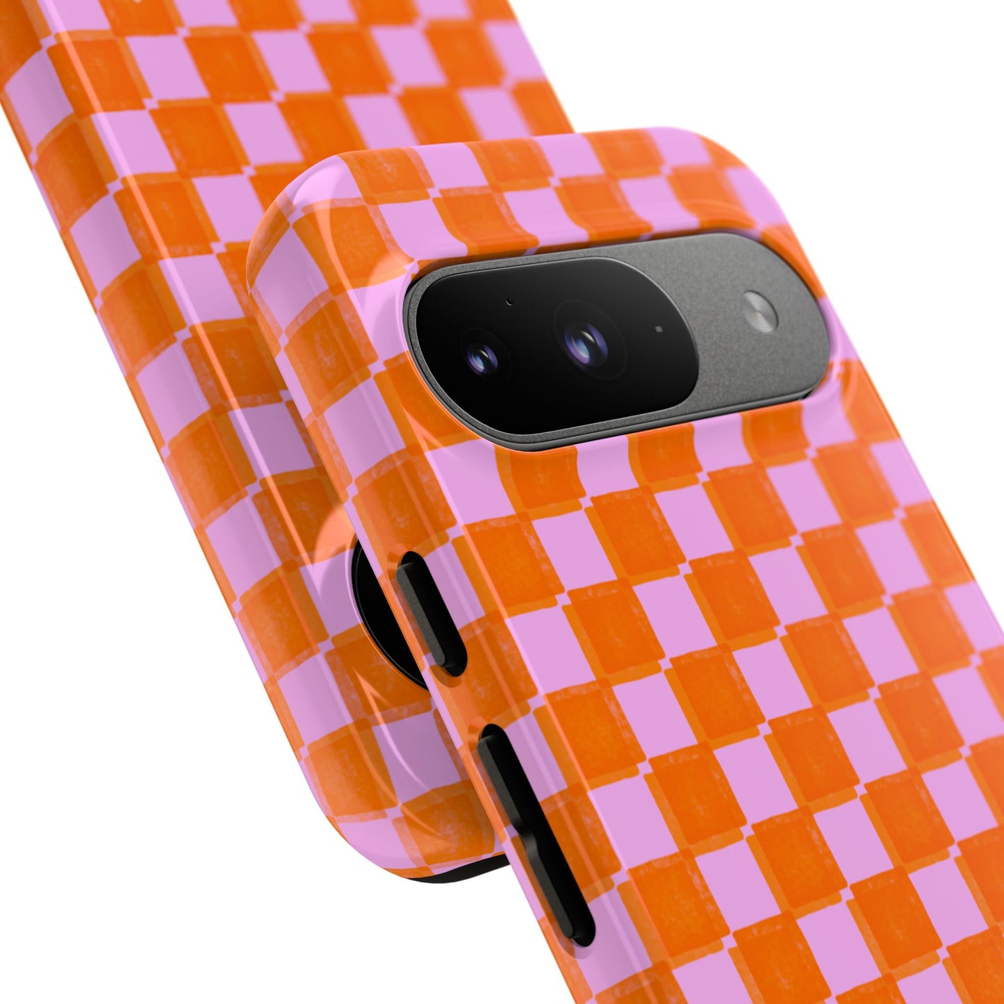 Simply Lovely Orange and Pink Checkered F1 Phone Case Design, Trendy F1 Gift, Formula 1 Gift, Cute F1 Phone Case