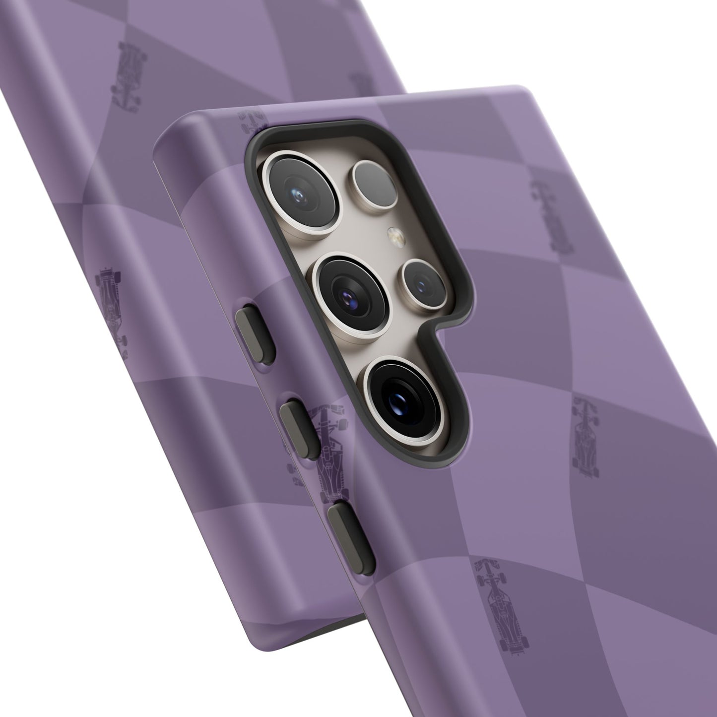 F1 Phone Case Purple Checkered Design, Trendy F1 Gift, Formula 1 Gift, Cute F1 Phone Case, Unique Formula One Phone Case