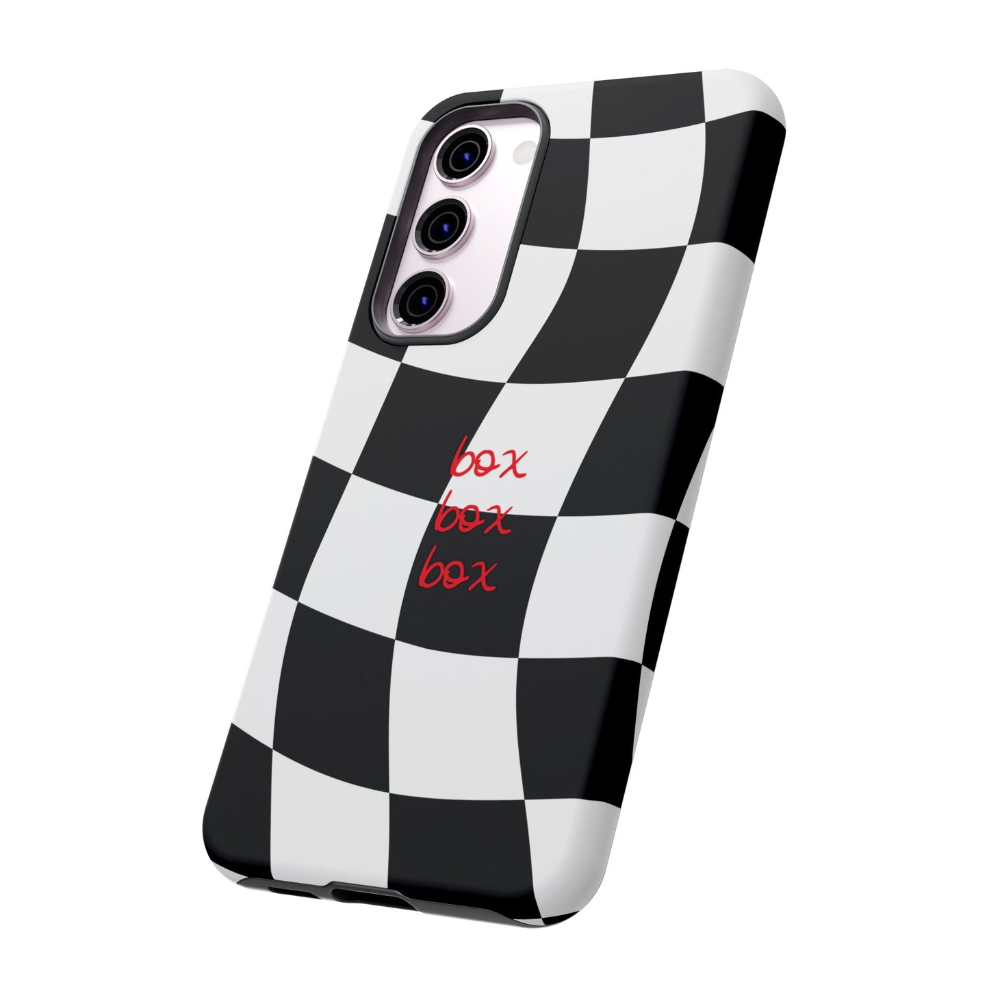 Black and Red Checkered F1 Phone Case, Box Box Box F1 Phone Case