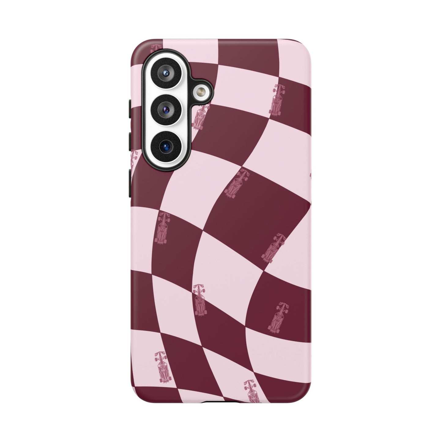 F1 Phone Case Pink Checkered Design, Trendy F1 Gift, Formula 1 Gift, Cute F1 Phone Case, Unique Formula One Phone Case