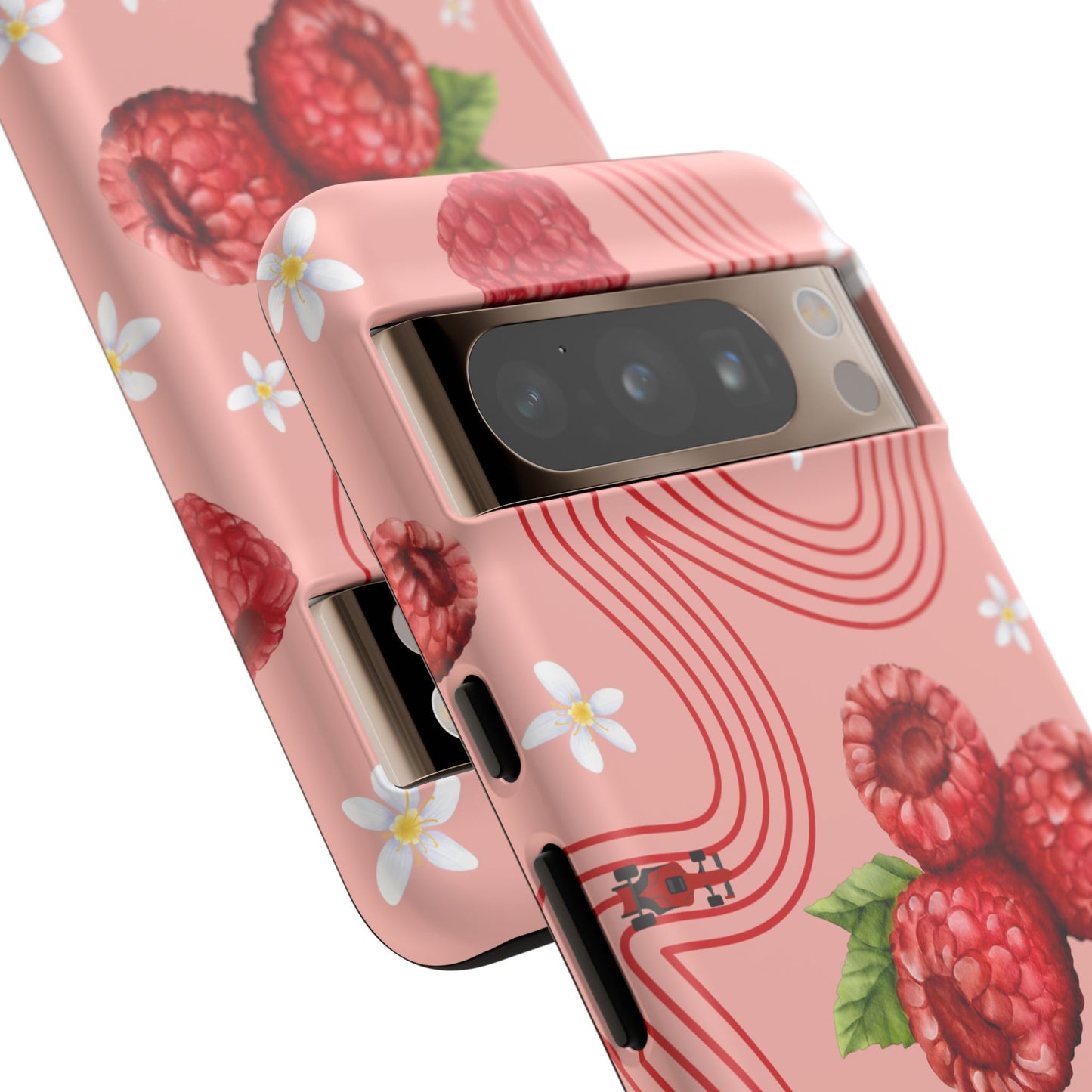Red F1 Haas and Raspberries Phone Case, Trendy F1 Gift, Formula 1 Gift, Cute Fruit F1 Phone Case, Unique Phone Case