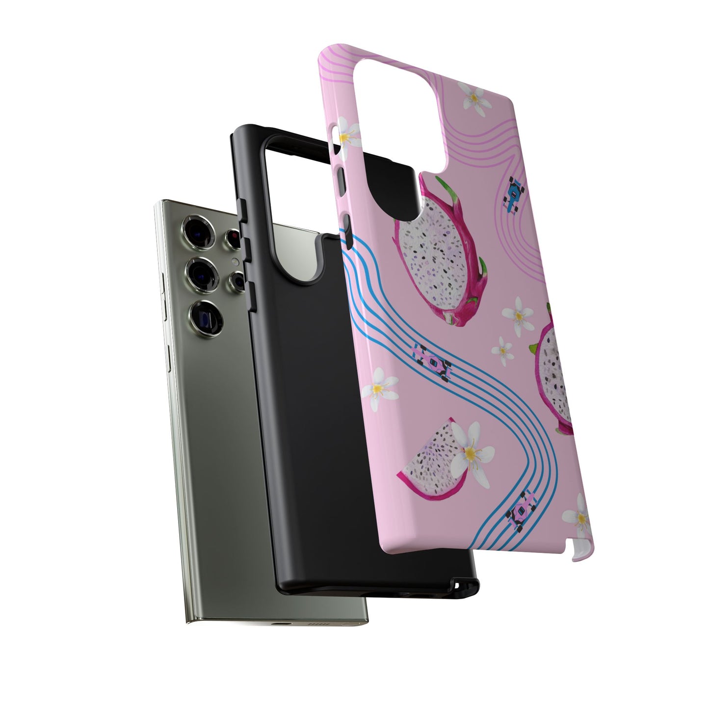 Pink F1 Alpine and Dragonfruit Phone Case, Trendy F1 Gift, Formula 1 Gift, Cute Fruit F1 Phone Case, Unique Phone Case