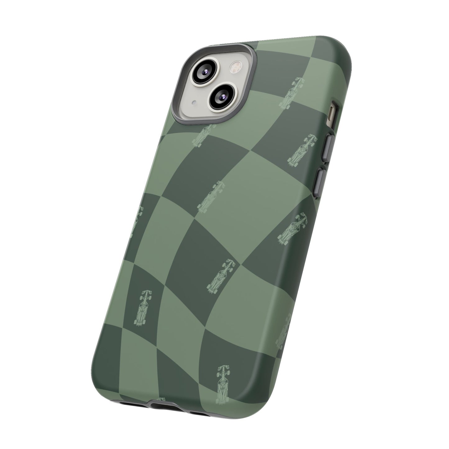 F1 Phone Case Green Checkerboard Design, Trendy F1 Gift, Formula 1 Gift, Cute F1 Phone Case, Unique Formula One Phone Case