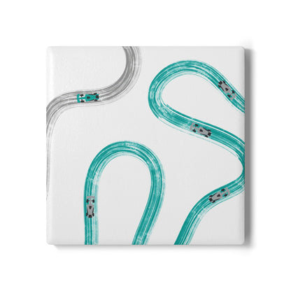 F1 Mercedes Ceramic Coaster - Teal and Gray Painted Tracks