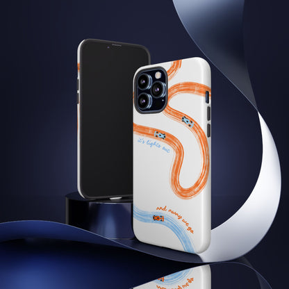 McLaren F1 Phone Case Orange and Blue Painted "its lights out and away we go", Trendy F1 Gift, Formula 1 Gift, Cute F1 Phone Case
