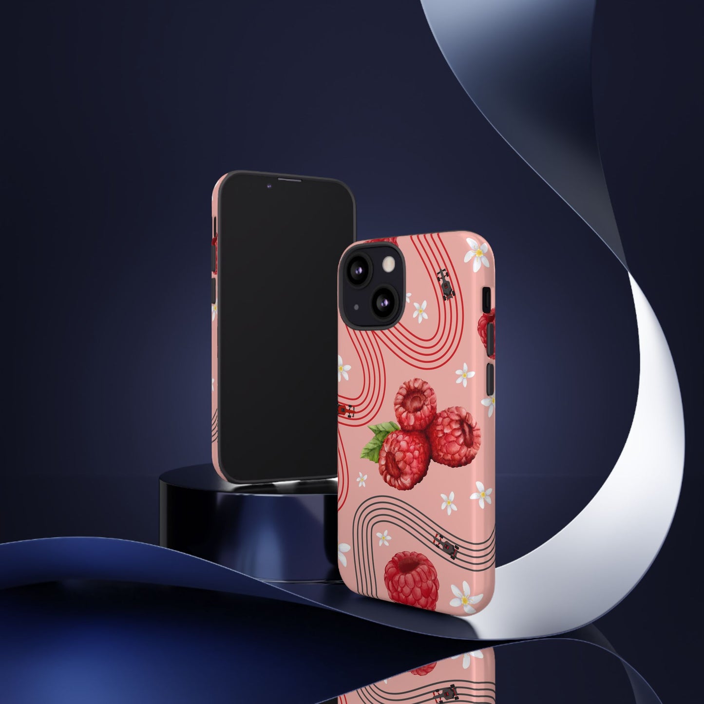 Red F1 Haas and Raspberries Phone Case, Trendy F1 Gift, Formula 1 Gift, Cute Fruit F1 Phone Case, Unique Phone Case