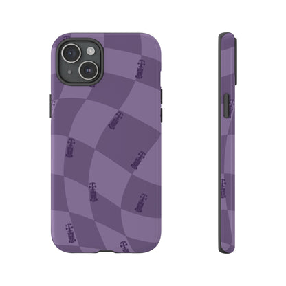 F1 Phone Case Purple Checkered Design, Trendy F1 Gift, Formula 1 Gift, Cute F1 Phone Case, Unique Formula One Phone Case