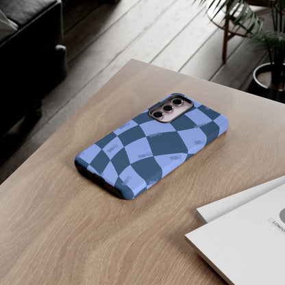 F1 Phone Case Blue Checkerboard Design, Trendy F1 Gift, Formula 1 Gift, Cute F1 Phone Case, Unique Formula One Phone Case