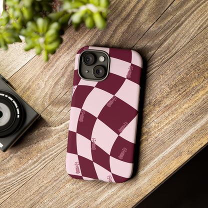 F1 Phone Case Pink Checkered Design, Trendy F1 Gift, Formula 1 Gift, Cute F1 Phone Case, Unique Formula One Phone Case