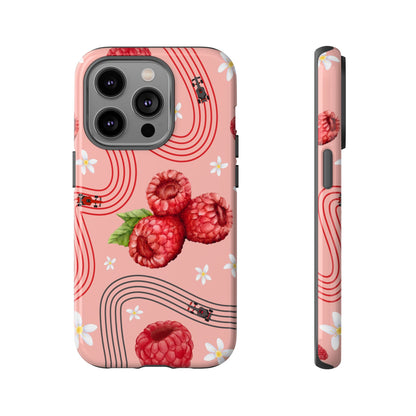 Red F1 Haas and Raspberries Phone Case, Trendy F1 Gift, Formula 1 Gift, Cute Fruit F1 Phone Case, Unique Phone Case