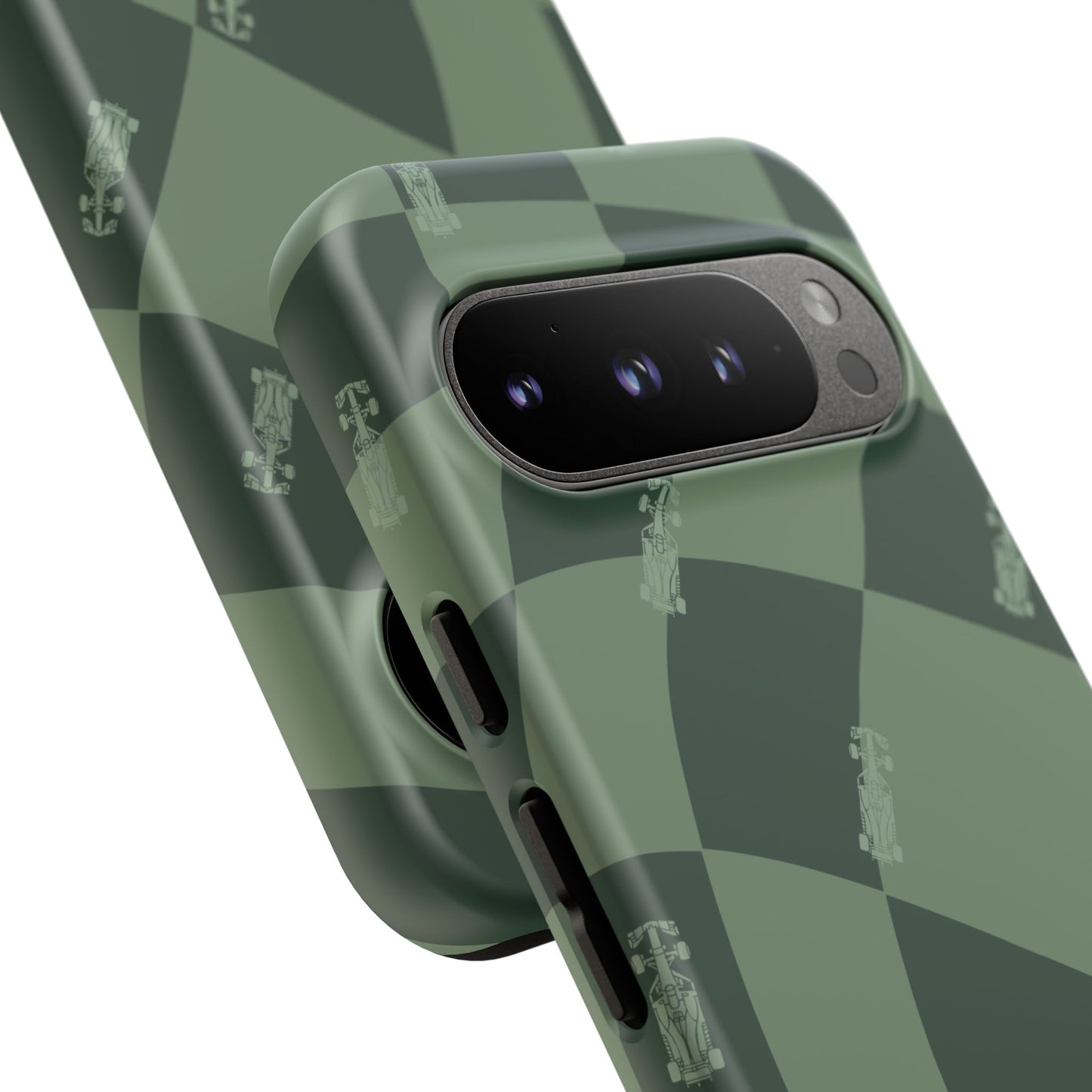 F1 Phone Case Green Checkerboard Design, Trendy F1 Gift, Formula 1 Gift, Cute F1 Phone Case, Unique Formula One Phone Case