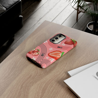 Red F1 Audi and Strawberries Phone Case, Trendy F1 Gift, Formula 1 Gift, Cute Fruit F1 Phone Case, Unique Phone Case