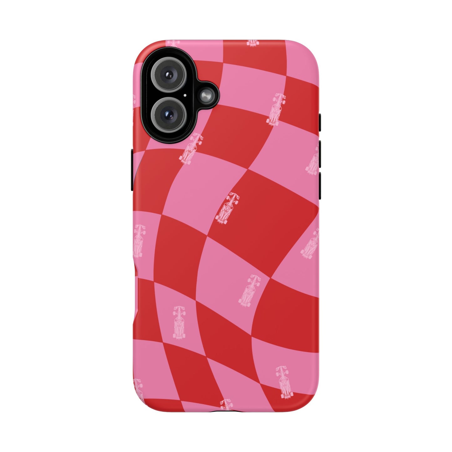 F1 Phone Case Pink and Red Checkerboard Design, Trendy F1 Gift, Girly Formula 1 Gift, Cute F1 Phone Case, Unique Formula One Phone Case
